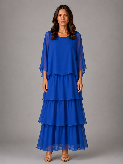 Chiffon Tiered Overlay Maxi Dress