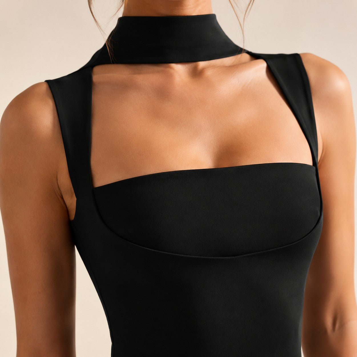 Choker Asymmetrical Maxi Dress