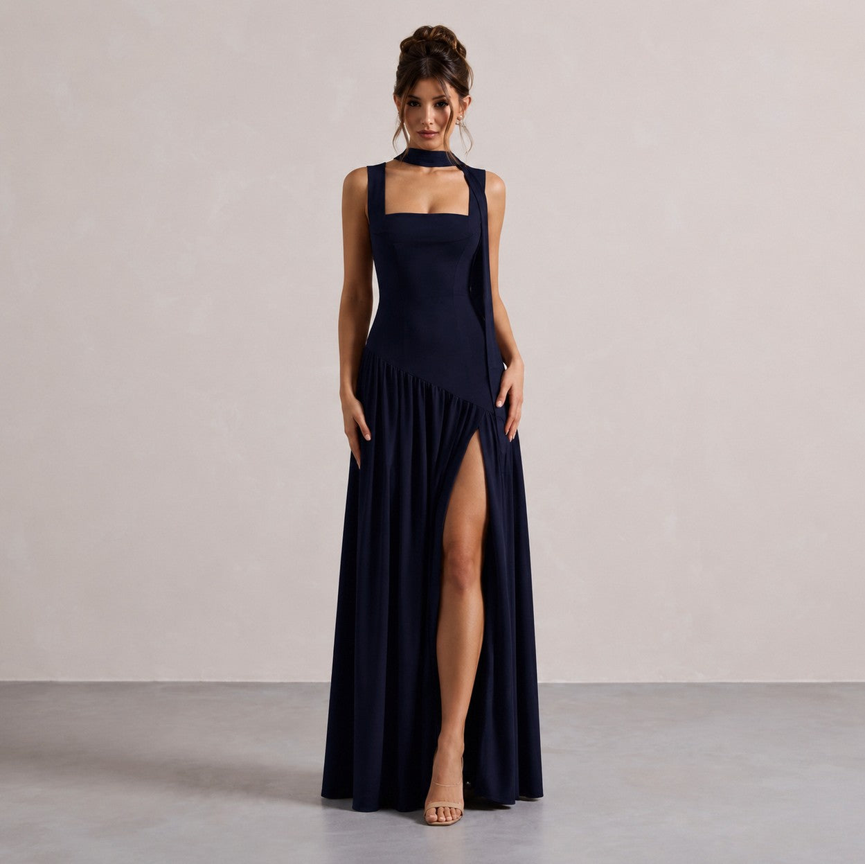 Choker Asymmetrical Maxi Dress