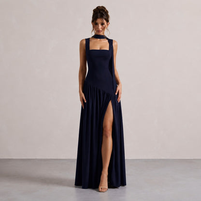 Choker Asymmetrical Maxi Dress