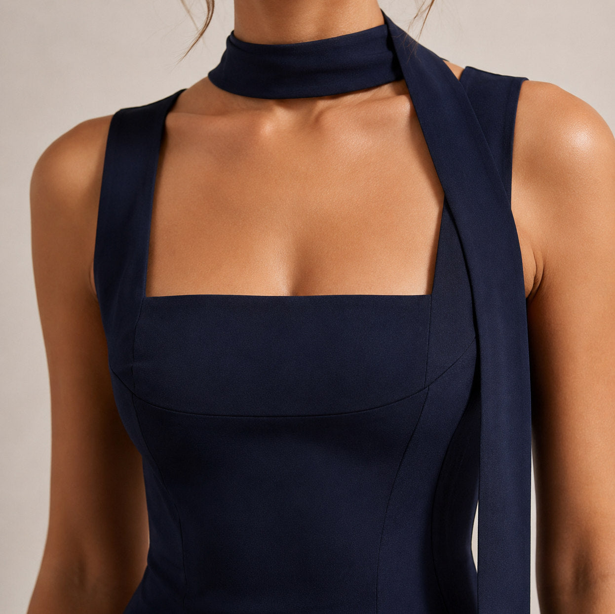 Choker Asymmetrical Maxi Dress