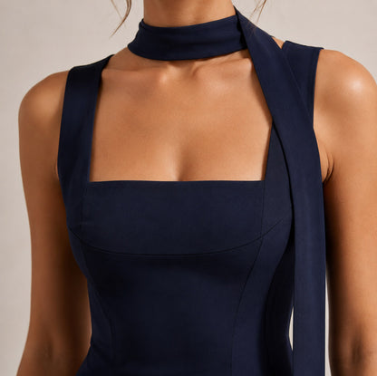 Choker Asymmetrical Maxi Dress