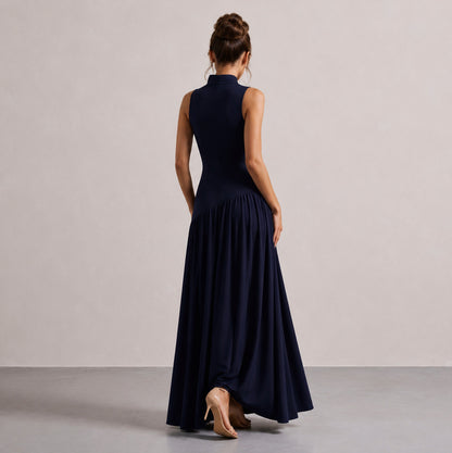 Choker Asymmetrical Maxi Dress