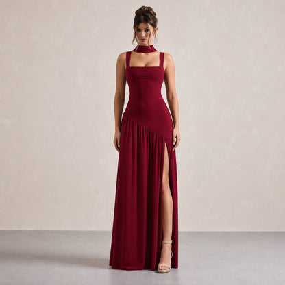 Choker Asymmetrical Maxi Dress
