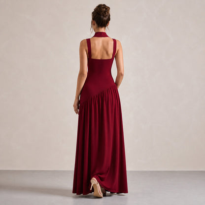 Choker Asymmetrical Maxi Dress