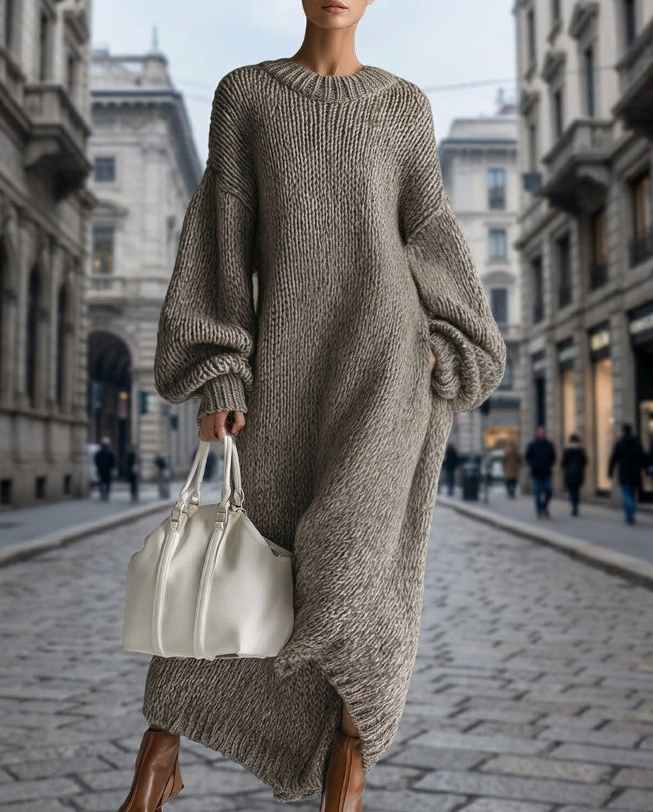 Crewneck Knit Maxi Sweater Dress