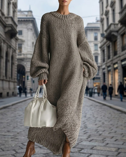 Crewneck Knit Maxi Sweater Dress