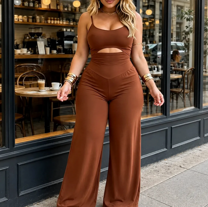 Cutout Drop Waist Wide Leg Jumpsuit