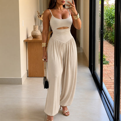 Cutout Drop Waist Wide Leg Jumpsuit