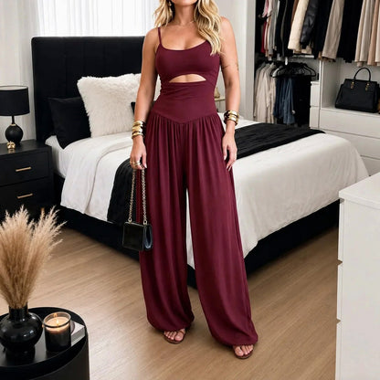 Cutout Drop Waist Wide Leg Jumpsuit