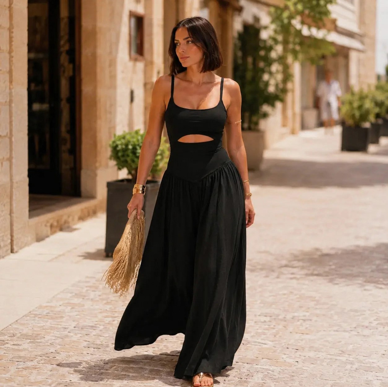 Cutout Drop Waist Wide Leg Jumpsuit
