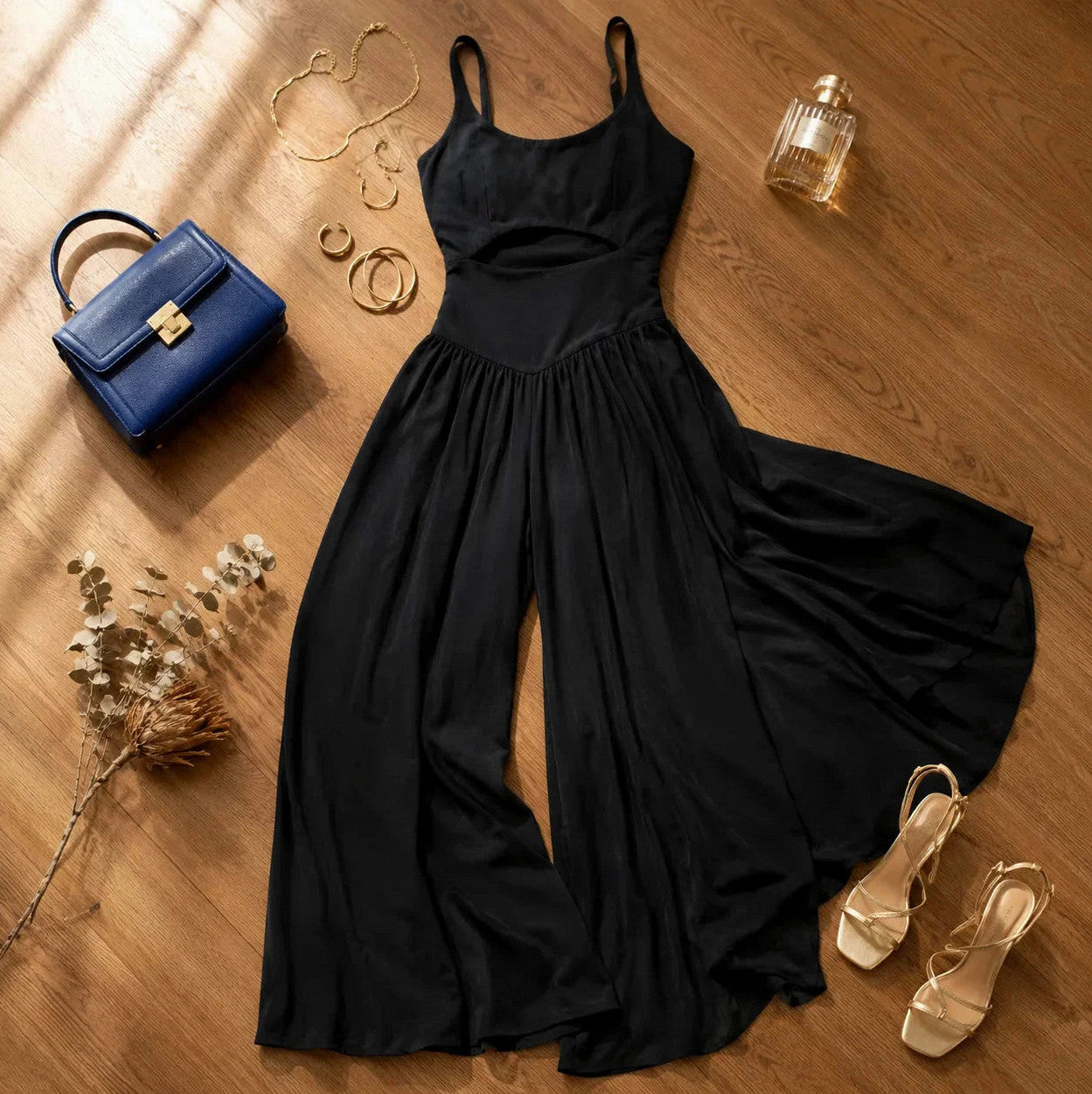 Cutout Drop Waist Wide Leg Jumpsuit