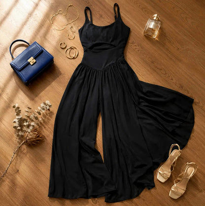 Cutout Drop Waist Wide Leg Jumpsuit