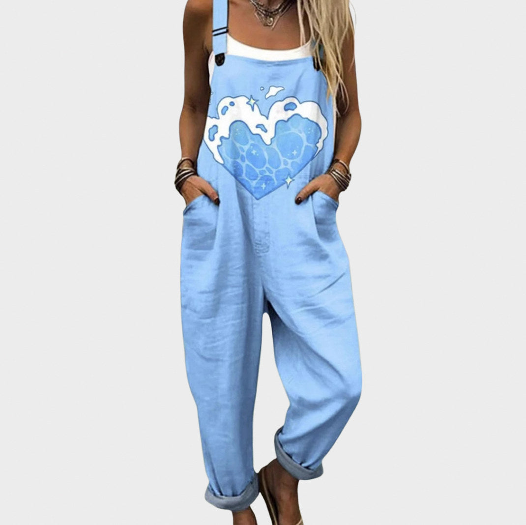 Denim Graphic Relaxed Jumpsuit