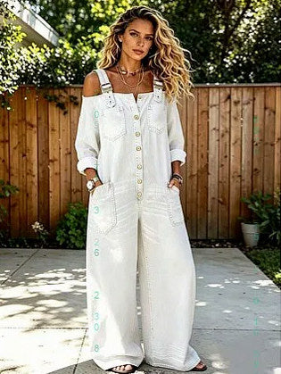 Denim Off Shoulder Wide Leg Jumpsuit