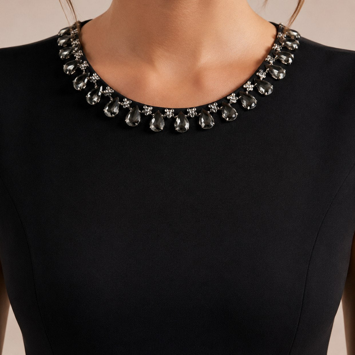 Embellished Neck A-Line Midi Dress