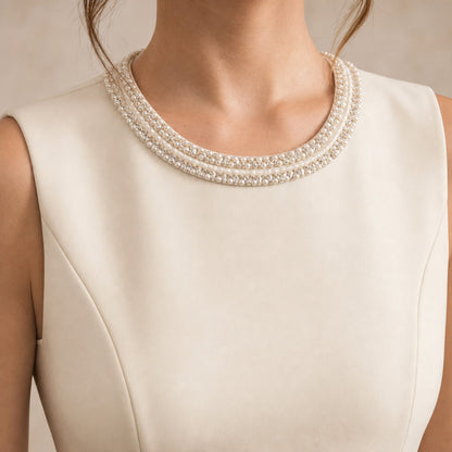 Embellished Neck A-Line Midi Dress