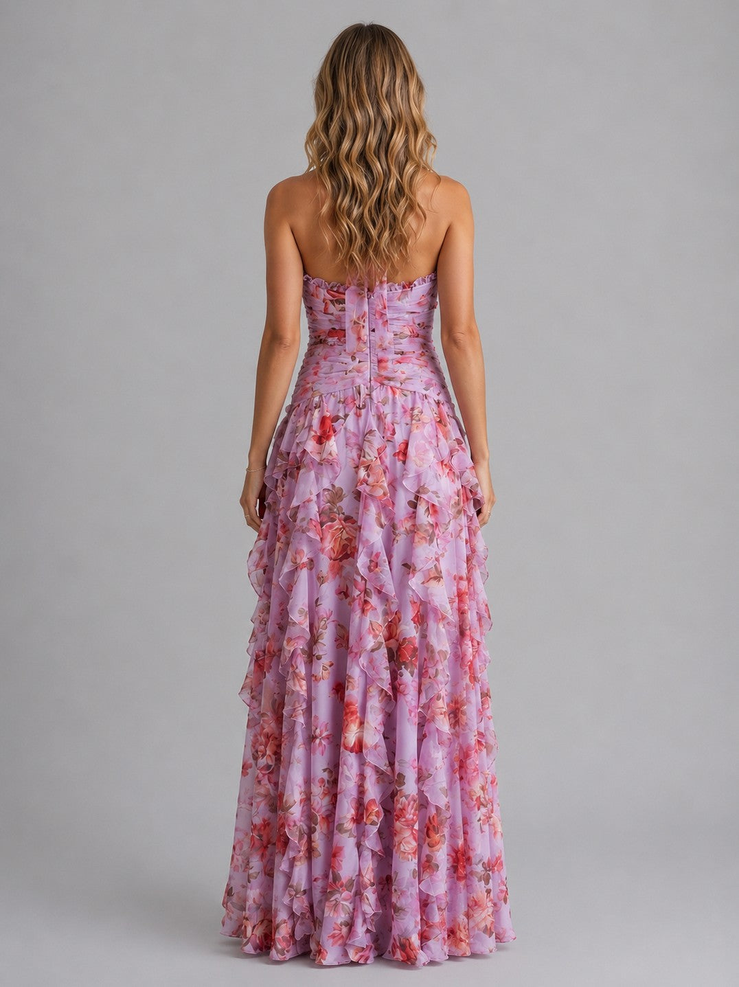 Floral Chiffon Halter Maxi Dress