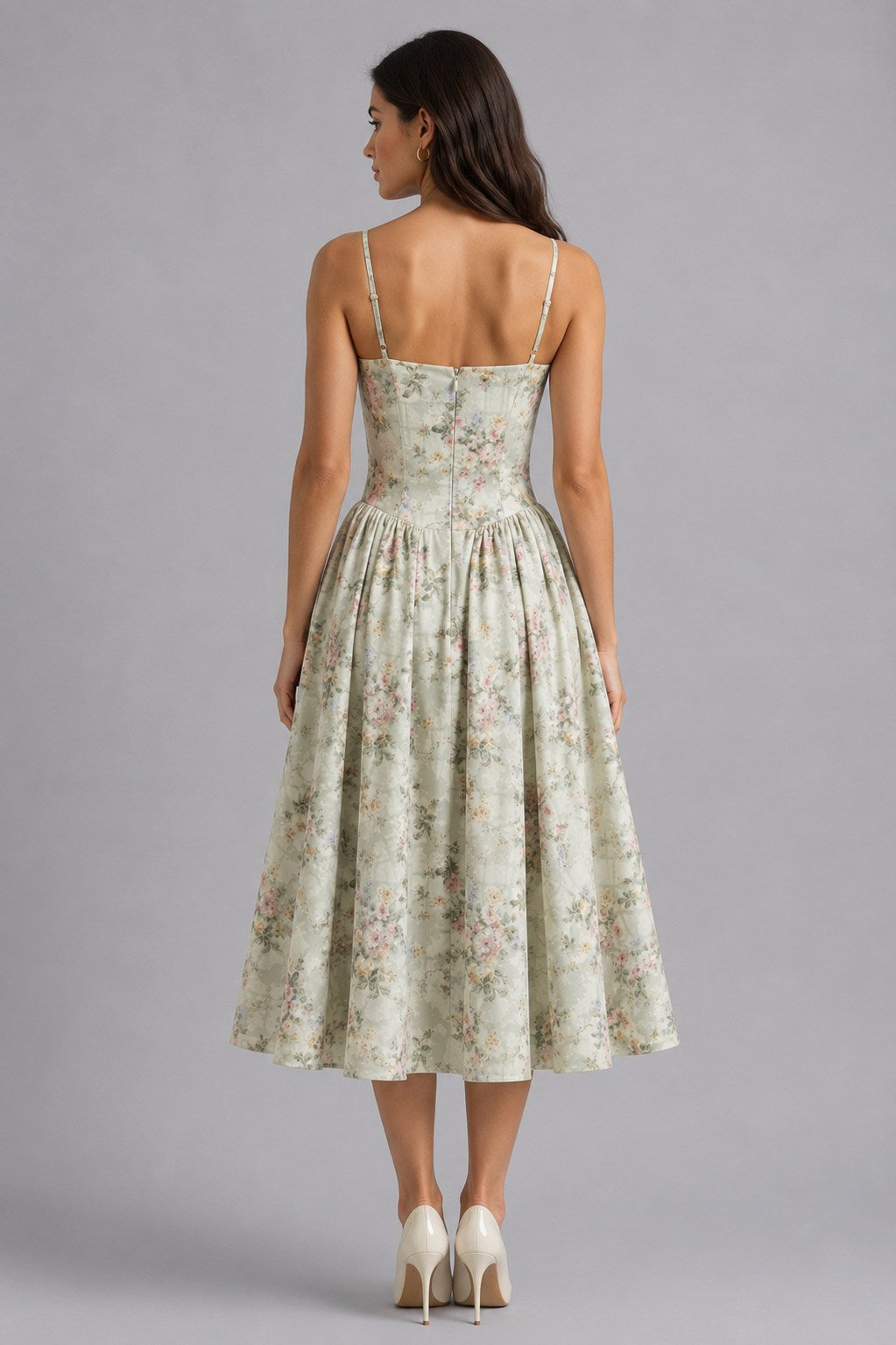 Floral Corset Drop Waist Midi