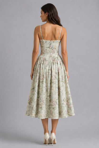 Floral Corset Drop Waist Midi