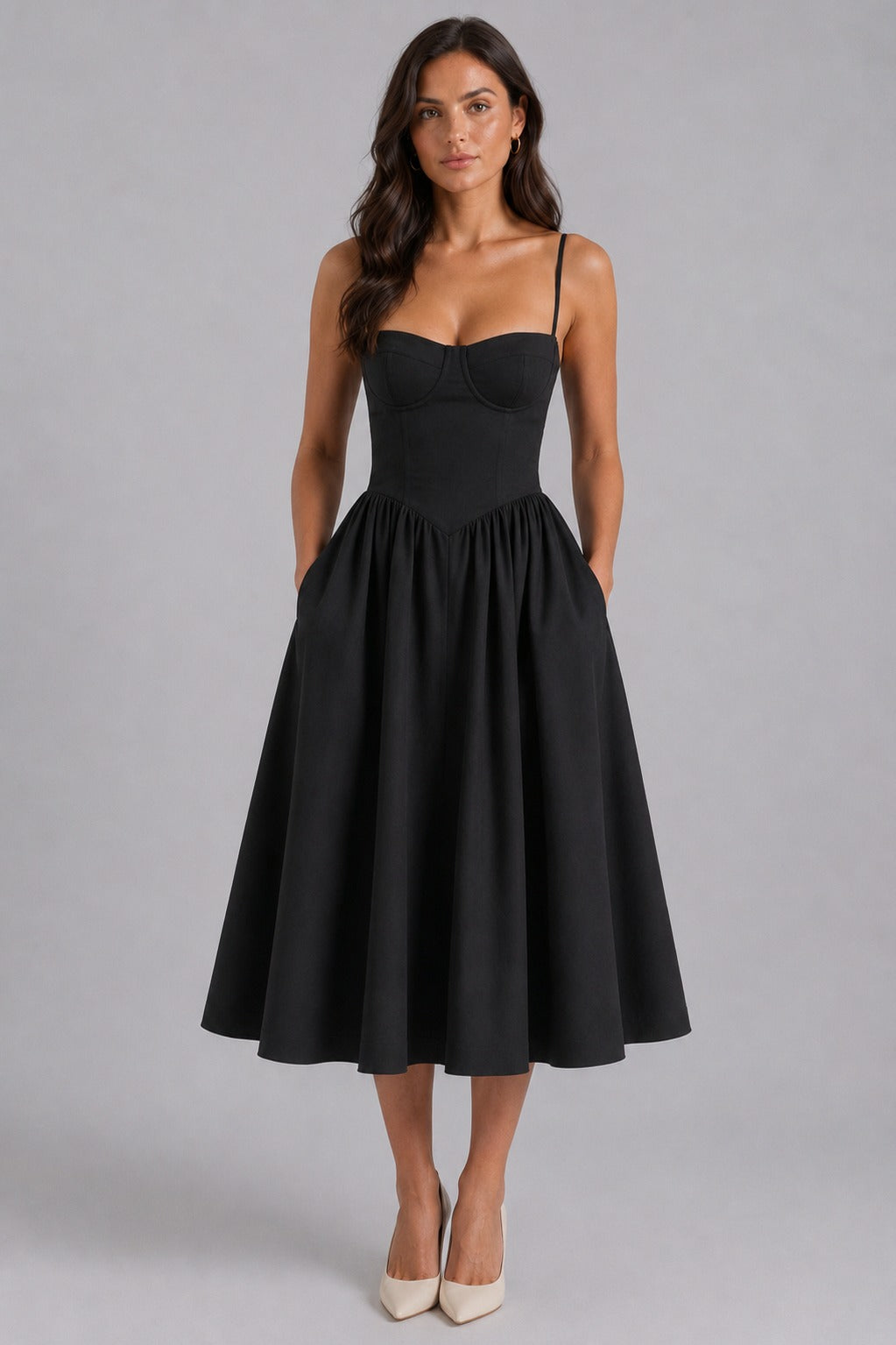 Floral Corset Drop Waist Midi