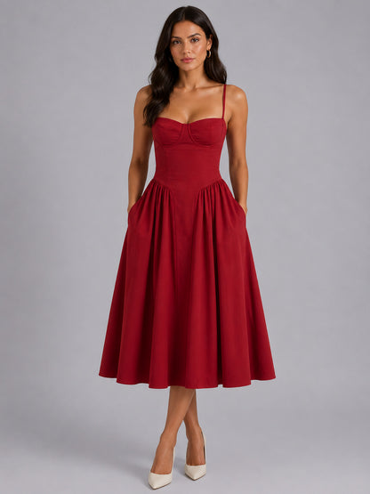 Floral Corset Drop Waist Midi