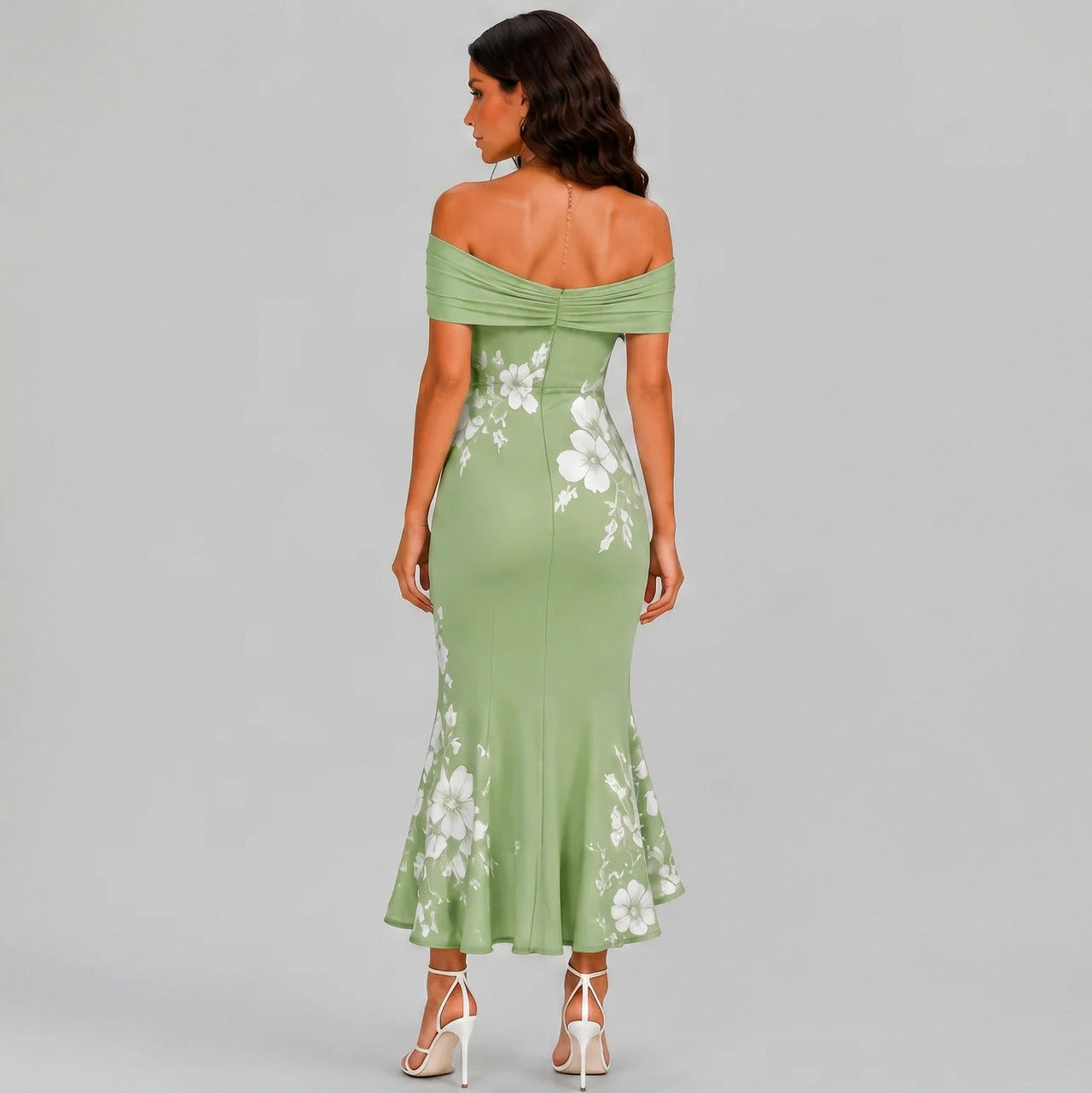 Floral Off Shoulder Midi Dress