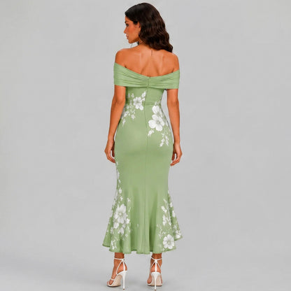 Floral Off Shoulder Midi Dress
