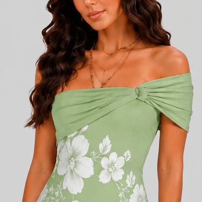 Floral Off Shoulder Midi Dress