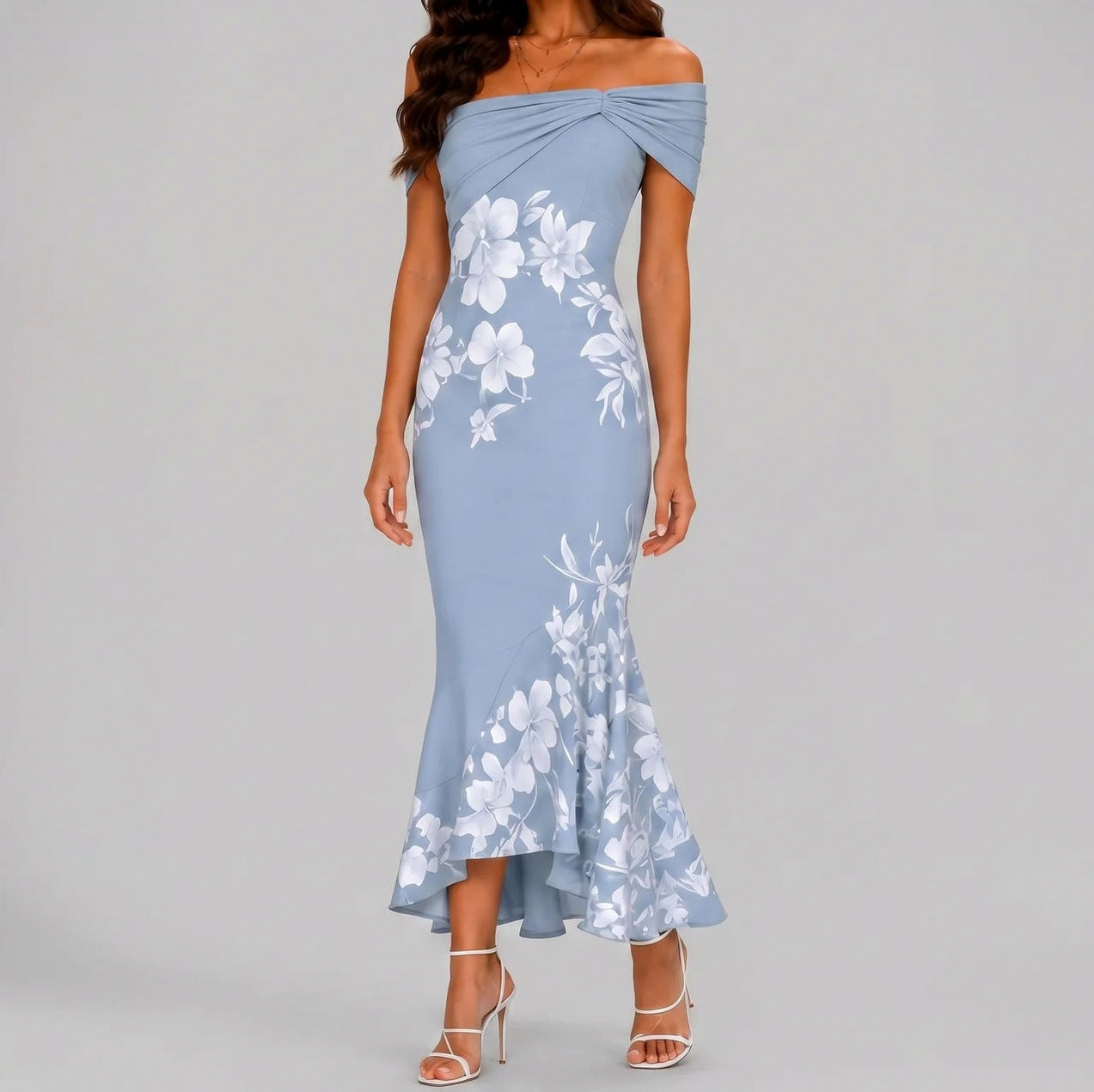 Floral Off Shoulder Midi Dress
