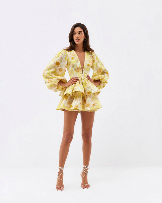 Floral Puff Sleeve Mini Dress