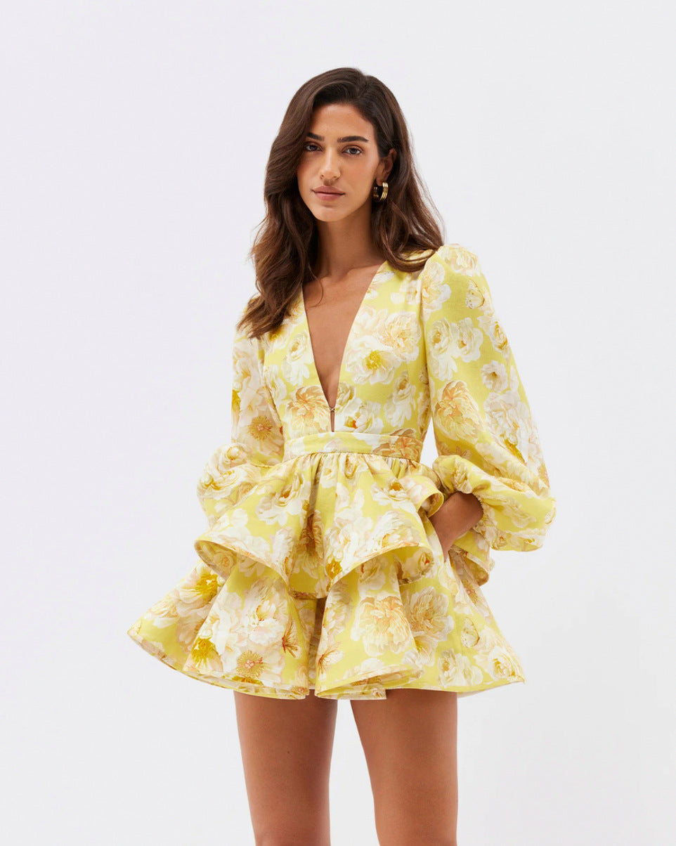 Floral Puff Sleeve Mini Dress