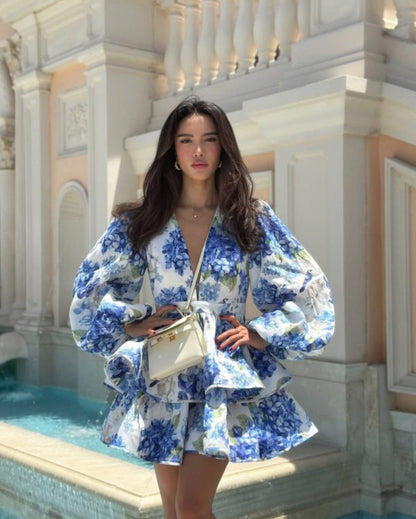 Floral Puff Sleeve Mini Dress