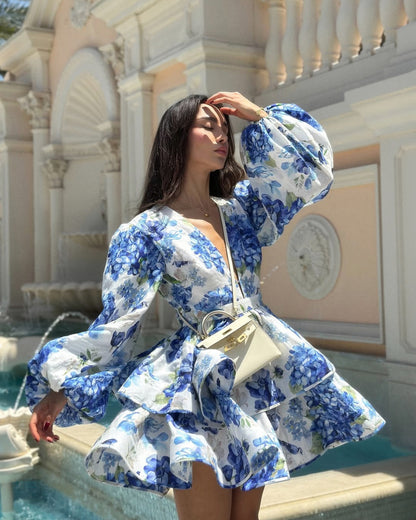 Floral Puff Sleeve Mini Dress