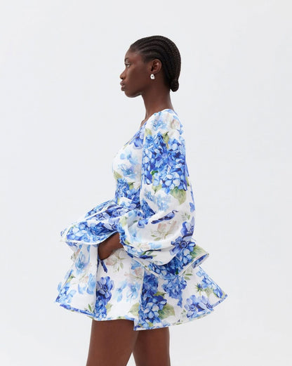 Floral Puff Sleeve Mini Dress