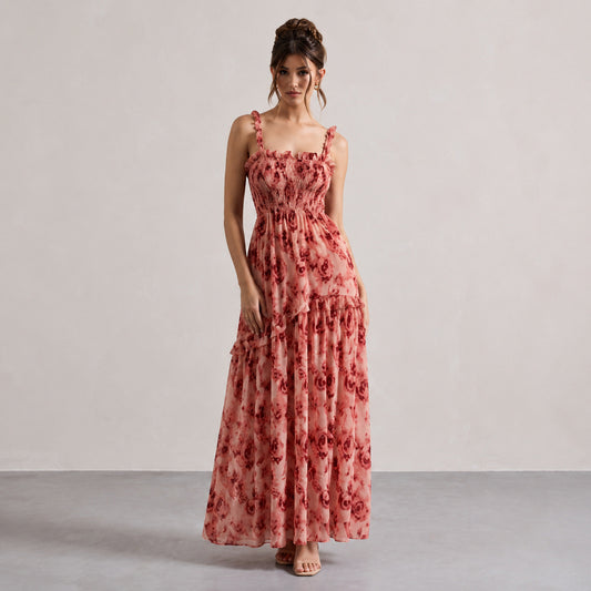 Floral Smocked Tiered Maxi Dress