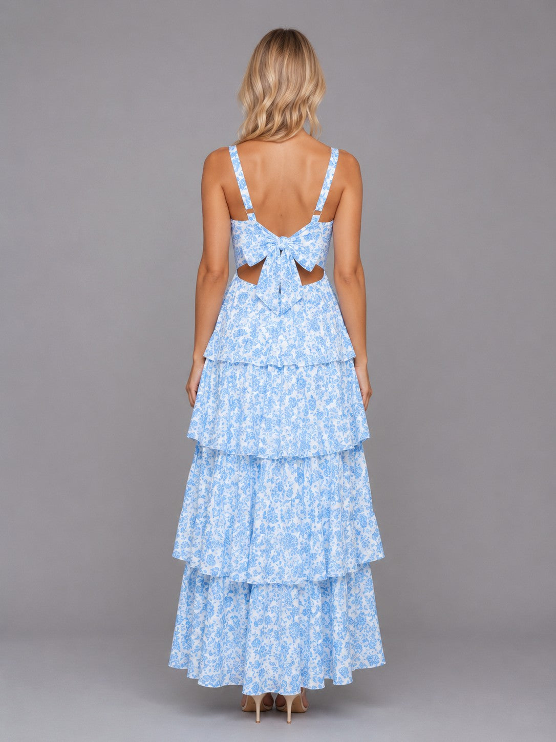 Floral Square Neck Tiered Maxi Dress