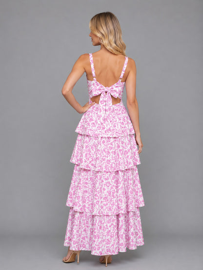 Floral Square Neck Tiered Maxi Dress