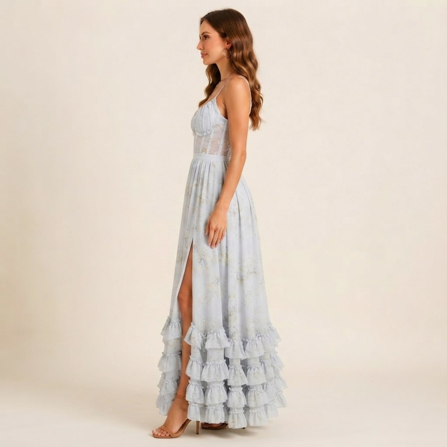 Floral Sweetheart Tiered Maxi Dress