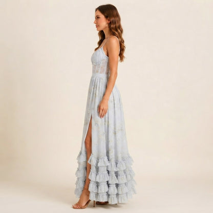 Floral Sweetheart Tiered Maxi Dress