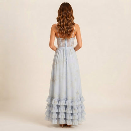 Floral Sweetheart Tiered Maxi Dress