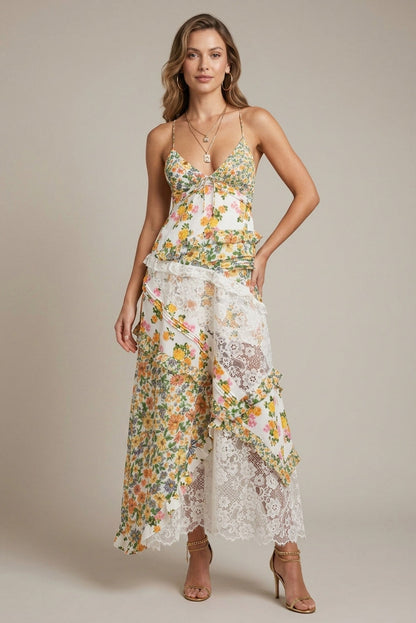 Floral Tiered Lace Maxi Sundress