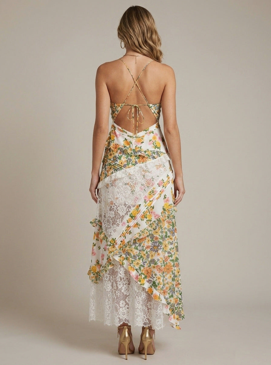 Floral Tiered Lace Maxi Sundress