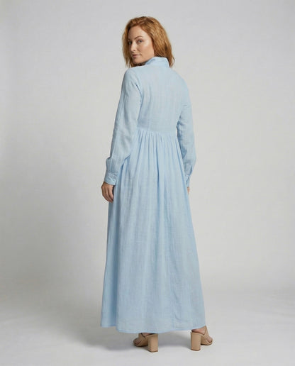 Gauze Button Front Maxi Dress