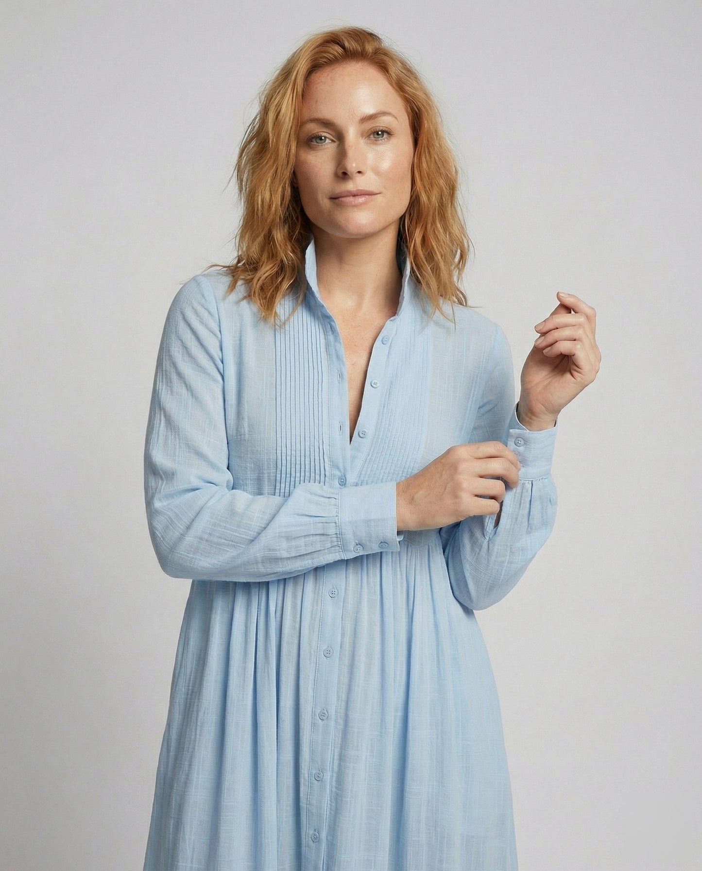 Gauze Button Front Maxi Dress