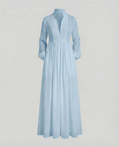 Gauze Button Front Maxi Dress