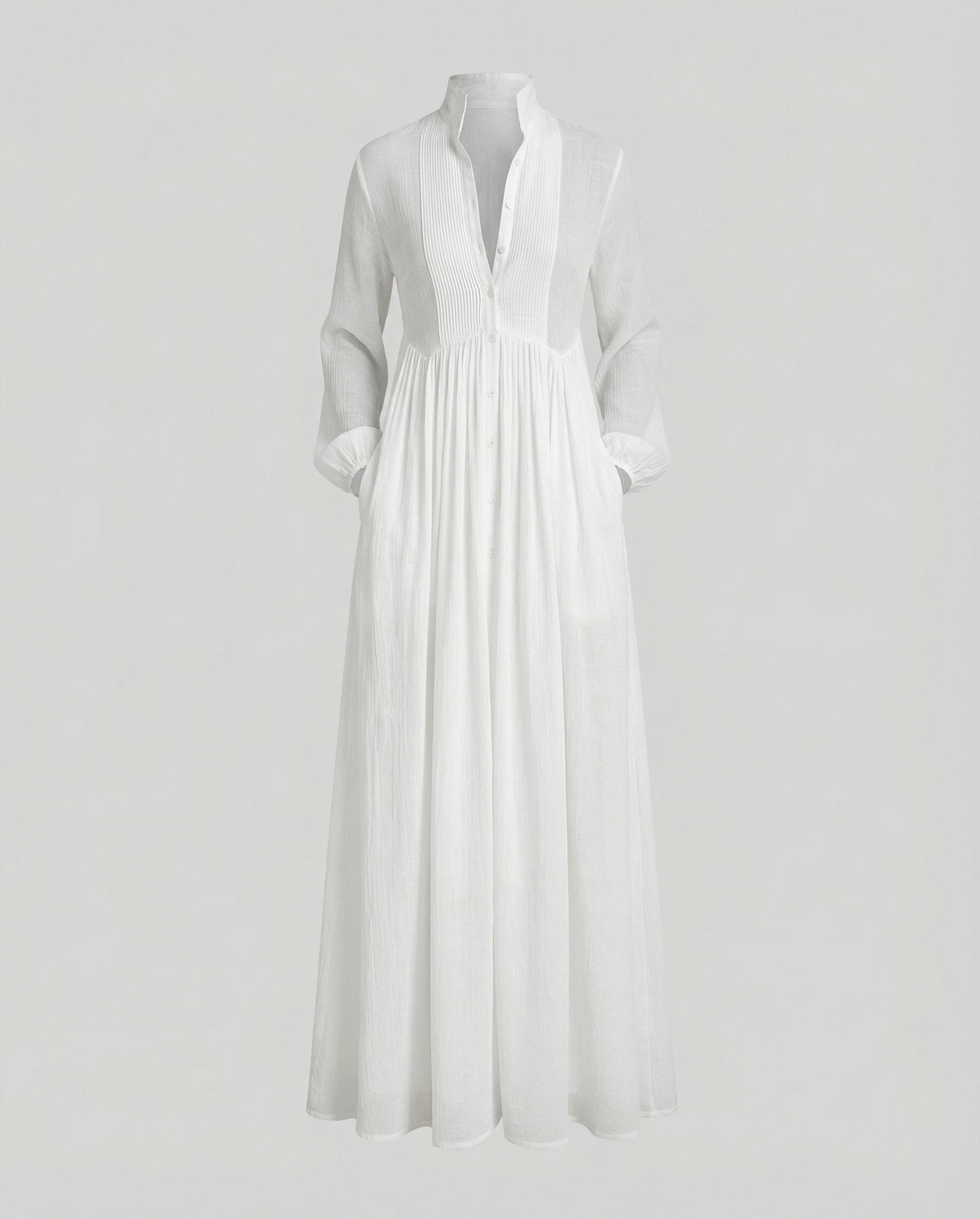 Gauze Button Front Maxi Dress
