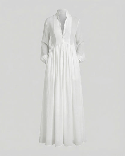 Gauze Button Front Maxi Dress