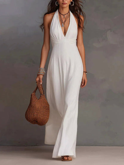 Gauze Halter Maxi Sundress