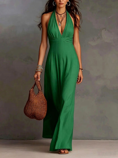 Gauze Halter Maxi Sundress